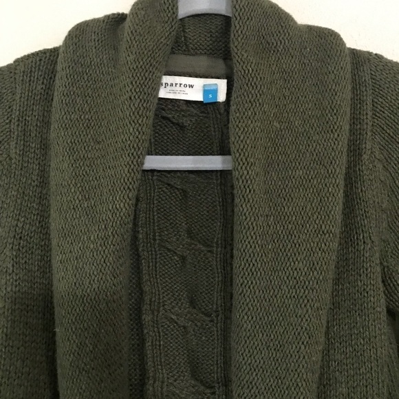 Sparrow Anthropologie open olive green cardigan size small E - Picture 3 of 6